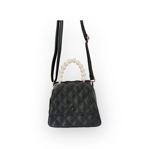 Kayla + Ava Quilted Vegan Leather Crossbody Bag w/ Pearl Handle NWT | Glam Class - Picture 3 of 7